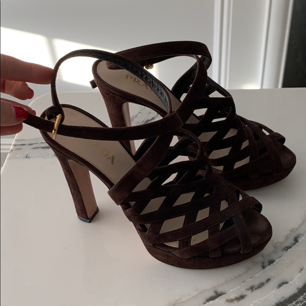 Prada Suede Platform Heels